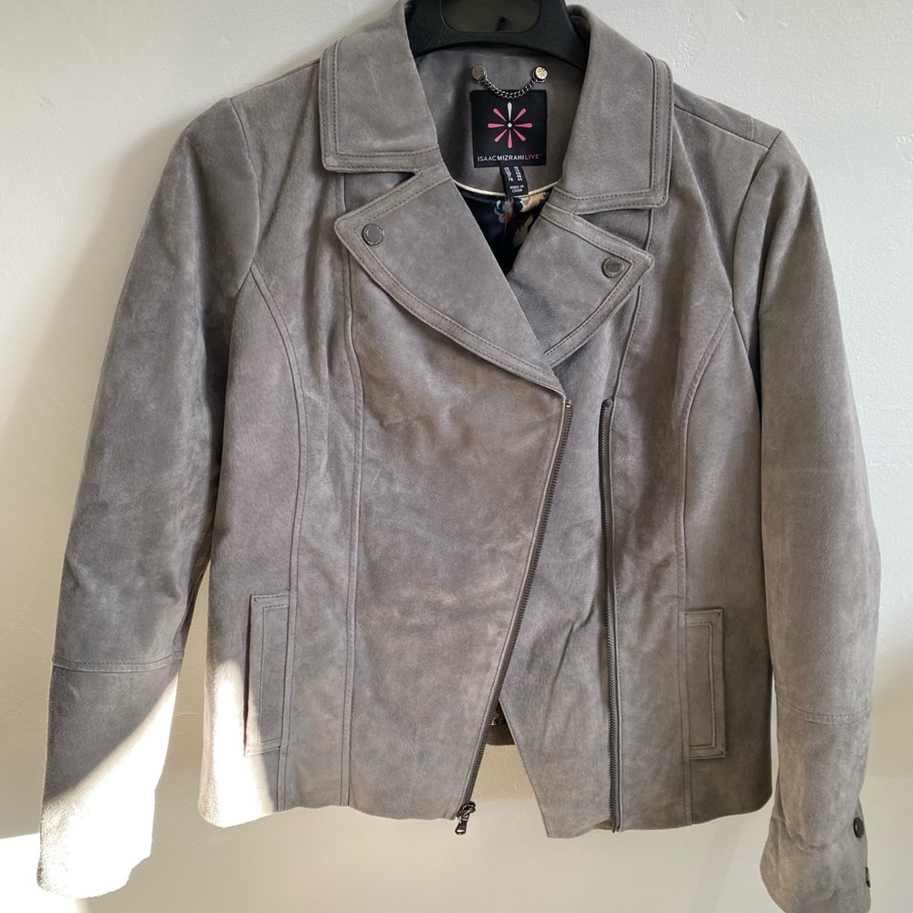 Isaac Mizrahi live gray suede jacket